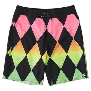 Billabong Neon Gradient Diamond Print Board Shorts NEW Boys 28 14/16